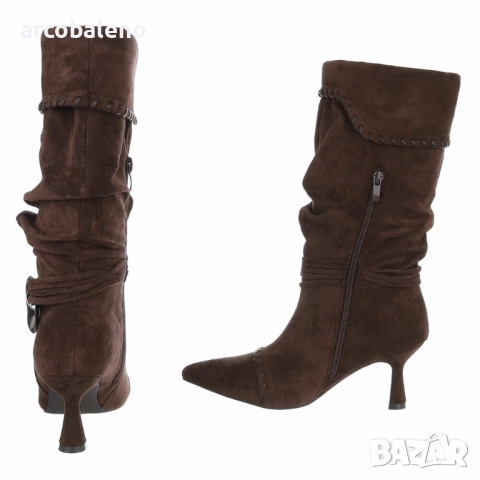 Дамски велурени боти на висок ток, 4цвята , снимка 18 - Дамски боти - 51802218