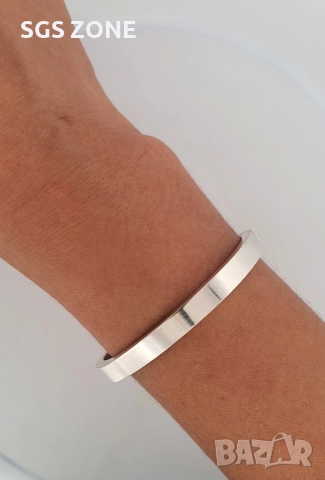 Сребърна стилна твърда гривна , снимка 3 - Гривни - 52954300