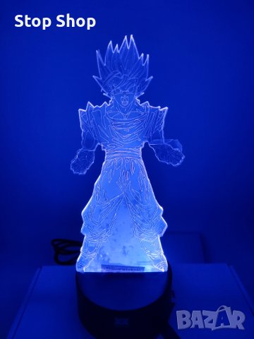 Dragon Ball Super Saiyan God Goku Екшън фигурки 3D настолна лампа 7 променящи цвета нощна лампа, снимка 6 - Настолни лампи - 40412279