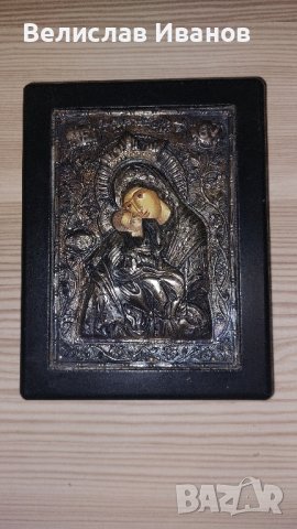 Гръцка слебърна икона. Проба 950. Богородица с Младенеца., снимка 1 - Икони - 43275200