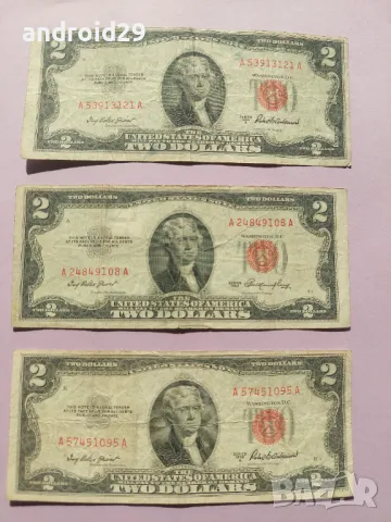 САЩ/USA ,2 долара/DOLAR ,червен/RED печат , снимка 1 - Нумизматика и бонистика - 45891317