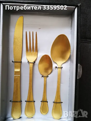 Комплект ретро прибори, златисти, златен цвят, снимка 3 - Прибори за хранене, готвене и сервиране - 47757457