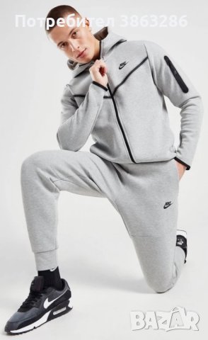 Нов мъжки сив екип Nike Tech Fleece, снимка 3 - Спортни дрехи, екипи - 42994067