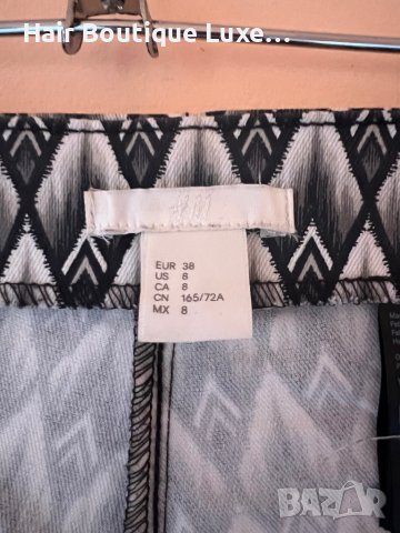H&M Дамски панталон с черно бял принт 38 размер, снимка 4 - Панталони - 43700446