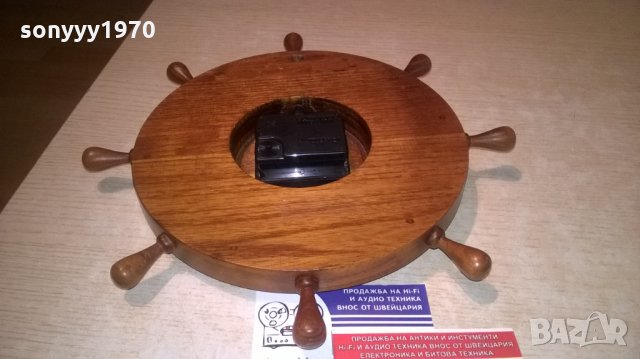 КОРАБЕН РУЛ-АНТИКА ЧАСОВНИК-МАСИВНО ДЪРВО-26Х3СМ, снимка 5 - Колекции - 28672991