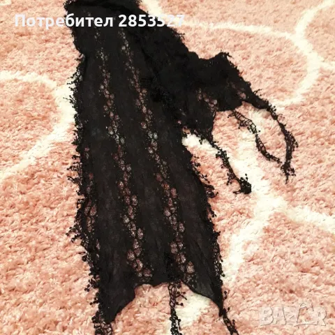 Дамски черен Шал, снимка 3 - Шалове - 47554971