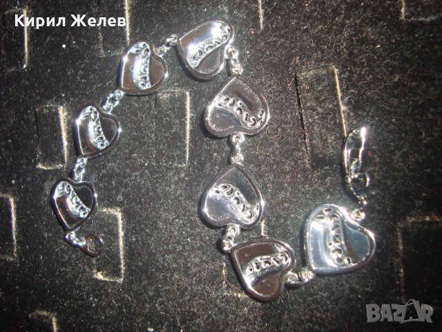 СРЕБРИСТА със СЕДЕФЕН ЕМАЙЛ-ЛАК ЛЪСКАВА КРАСИВА КРИВНА 20973, снимка 2 - Гривни - 32287975