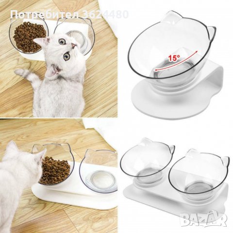 Модерна двойна купа за храна и вода за котки, снимка 15 - Други стоки за животни - 40006120