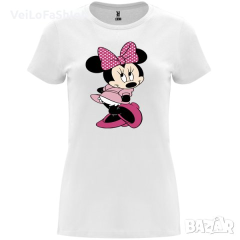Нова дамска тениска Мики Маус (Мини Маус) в бял цвят
