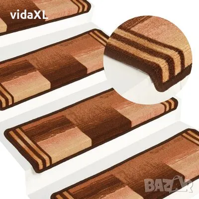 vidaXL Самозалепващи стелки за стъпала, 15 бр, 65x21x4 см, кафяви（SKU:326209）, снимка 2 - Други - 48442214