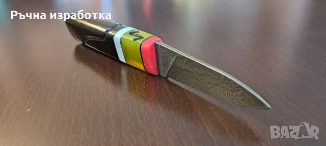 ръчно изработен нож от дамаска стомана и биволски рог Дамаск ножче, снимка 7 - Ножове - 48080089