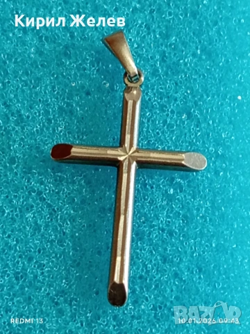 Сребърна висулка кръст елегантен стилен дизайн много красив 52372, снимка 4 - Колиета, медальони, синджири - 53051127