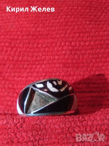 СТАРИНЕН СРЕБЪРЕН ЕМАЙЛИРАН ПРЪСТЕН АНГЛИЯ РЪЧНА ИЗРАБОТКА 25214, снимка 6 - Антикварни и старинни предмети - 34628482