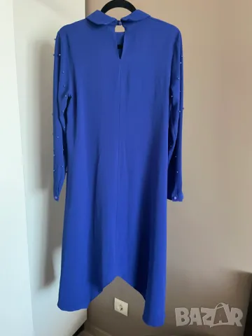 Kenza Синя рокля с перли на ръкавите, 40 EU, снимка 2 - Рокли - 48003064