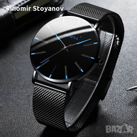 Мъжки часовник стилен черна метална каишка Модерен нов модел 2024, снимка 1