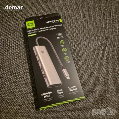 Minthouz USB C хъб, 5 в 1 многопортов адаптер, USB C към HDMI с 4K@60Hz, 140W PD, 2 Type-A&1*Type-С, снимка 10 - Кабели и адаптери - 49514493