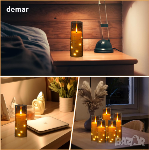 Szycdkj 5 бр. Безпламъчни LED свещи, работещи с батерии, с дистанционно управление, за декор, сиво, снимка 5 - Декорация за дома - 44866060