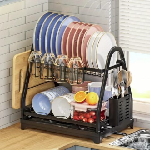 Пластмасов елегантен сушилник за съдове на две нива