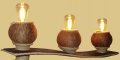 Уникална лампа от дърво и кокосови орехи в битов/винтидж стил, снимка 2