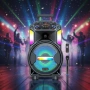 Мощна парти тонколона – двоен 8" говорител, 40W RMS, Bluetooth, караоке и LED светлини, снимка 7