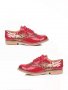Дамски  стилни обувки от червен лак с връзки , снимка 2