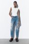 Дамски дънки Zara Ripped High Waist Classic Mom Fit - размер 46, снимка 1 - Дънки - 43854082