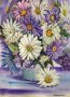 Букет от бели и лилави маргарити, снимка 1 - Картини - 27979031