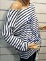 Нова дамска моряшка блуза с паднало рамо, трансферен печат Котва, снимка 15