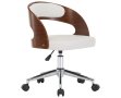 Въртящ офис стол, бял, извито дърво и изкуствена кожа, снимка 2