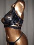 75 Е К-т Черен кожен сутиен и прашка , снимка 6