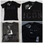 Dsquared ICON черен мат има с черни букви мат и бяла мъжка фланелка тениска блуза , снимка 1 - Тениски - 40353196