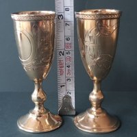 ЧИФТ Руски чашки сребърни 84 с ПОЗЛАТА Москва 19ти век чаша, снимка 12 - Други ценни предмети - 34620706