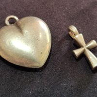 Сребърно сърце и кръст 925 / 27,30гр, снимка 1 - Колиета, медальони, синджири - 42988494