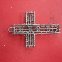 Старинен ажурен метален кръст , снимка 4 - Колекции - 43222838