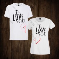 Тениски за двойки - Свети Валентин - дамска тениска + мъжка тениска , снимка 1 - Тениски - 27735726