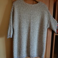 Бежова зимна блуза 3/4 ръкав и нишки от ламе, с паднало рамо, снимка 3 - Блузи с дълъг ръкав и пуловери - 43156108
