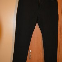 Макси пролетно-есенен черен панталон с кожени кантове на джобовете, снимка 1 - Панталони - 43222539