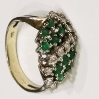 Дамски златен пръстен,брилянти и изумруди-Продаден, снимка 4 - Пръстени - 27420512