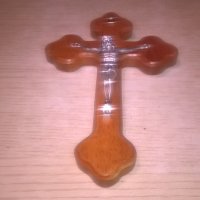 Дървен кръст с христос-бронз/сребро-20Х13см-внос швеицария, снимка 12 - Колекции - 27397901