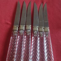 Красив комплект ножове 6 броя с прозрачна дръжка перфектно състояние 42056, снимка 5 - Прибори за хранене, готвене и сервиране - 43844982