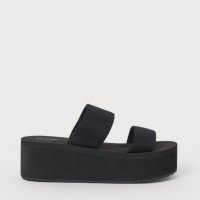 Нови черни сандали чехли H&M на голяма платформа с етикет, снимка 1 - Сандали - 33172110