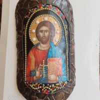 Декупаж върху керемида "  Иисус" , снимка 1 - Декорация за дома - 38448682