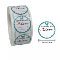 Лепенки кръгли стикери Homemade with love - 100 бр , снимка 1 - Други - 40541876