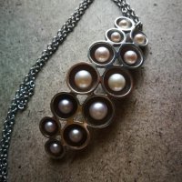 Масивно сребърно колие Misaki перли, снимка 1 - Колиета, медальони, синджири - 39907386