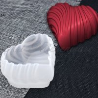 3D Сърце обло на черти силиконов молд форма смола гипс шоколад смола сапун декор, снимка 1 - Форми - 40015123