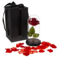 Вечна Роза в стъкло + кутия с вградени LED светлини подарък, снимка 2 - Подаръци за жени - 43900817