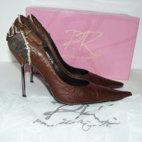 Patrizia Rigotti обувки висок ток, 10см, кожа и текстил – 38 номер, 258мм, снимка 2 - Дамски елегантни обувки - 28750757