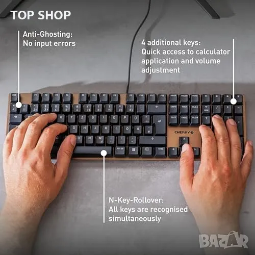 Нова Професионална CHERRY MX2A BROWN Клавиатура, Издръжлива, Тиха, снимка 1