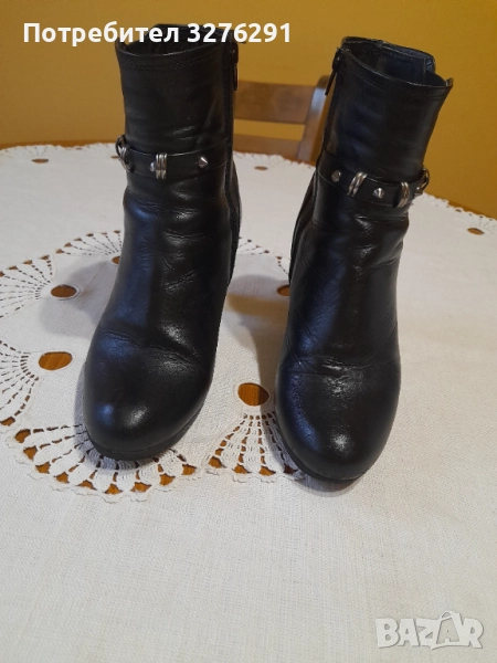 Черни боти естествена кожа р.39 , снимка 1