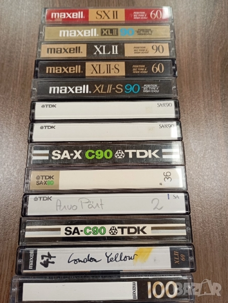 Лот от 13 бр хромни аудио касети Maxell XL II 60/90/100 SX II 60 XL II S60/90 TDK SA 90/SA-C90/SA-X, снимка 1